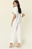 Double Take Full Size Texture Half Zip Short Sleeve Top and Pants Set sold by The Dogwood Boutique