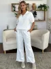 Double Take Full Size Texture Half Zip Short Sleeve Top and Pants Set sold by The Dogwood Boutique