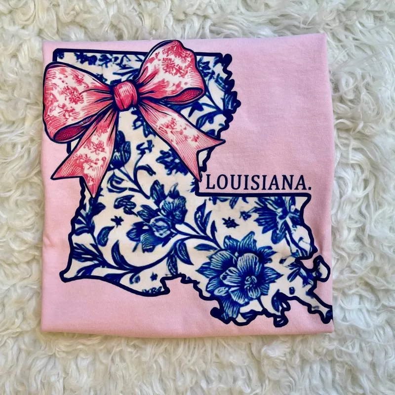 Pink Floral Louisiana Tee sold by The Dogwood Boutique