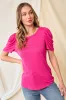 Puff Short Sleeve Ribbed Top sold by The Dogwood Boutique