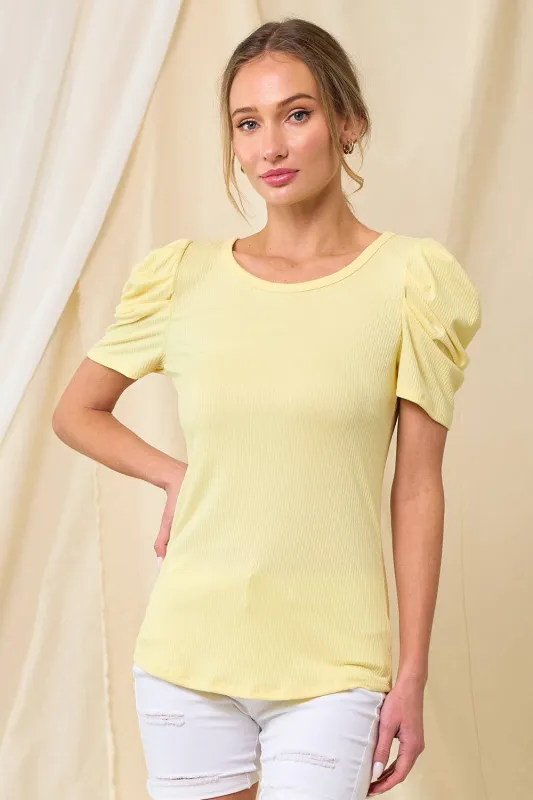 Puff Short Sleeve Ribbed Top sold by The Dogwood Boutique