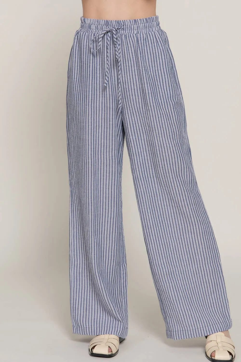 Elastic Waistband Straight Fit Striped Pants sold by The Dogwood Boutique product image thumbnail 2