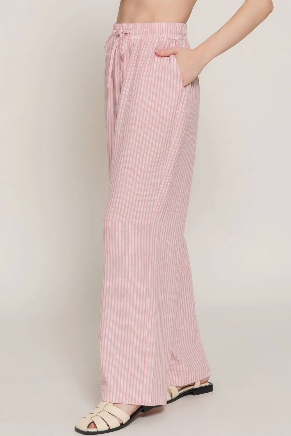 Elastic Waistband Straight Fit Striped Pants sold by The Dogwood Boutique product image thumbnail 3