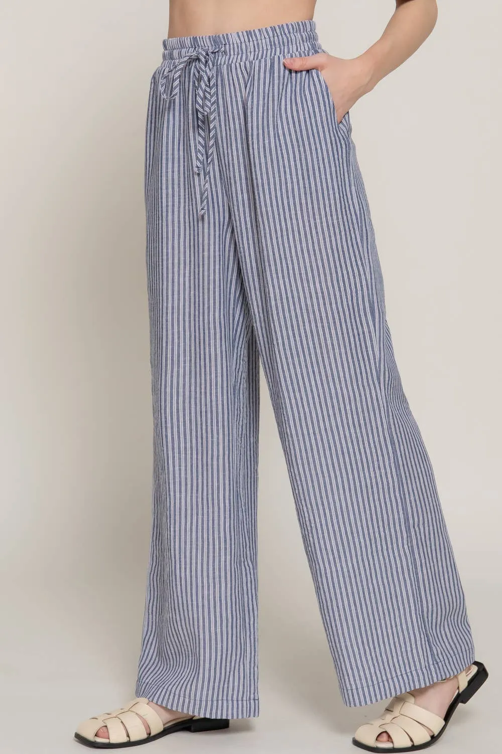 Elastic Waistband Straight Fit Striped Pants sold by The Dogwood Boutique product image thumbnail 5