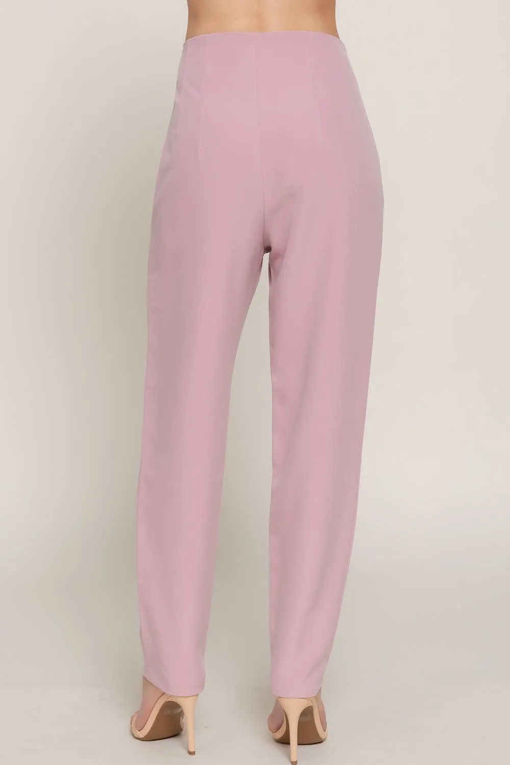 Pale Pink High Waist Pintuck Detail Pants sold by The Dogwood Boutique product image thumbnail 2