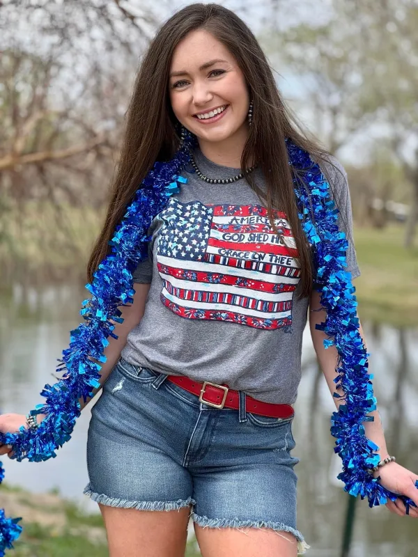 Callie Ann Stelter American Flag Tee sold by The Dogwood Boutique