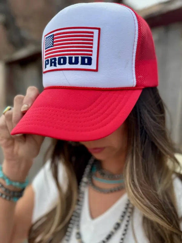 America Proud Trucker Patched Cap sold by The Dogwood Boutique