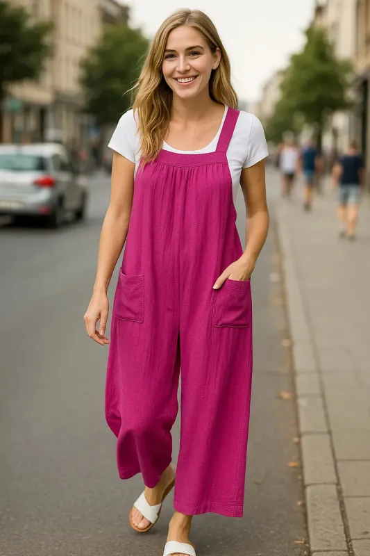 Double Take Full Size Wide Leg Overalls with Pockets sold by The Dogwood Boutique