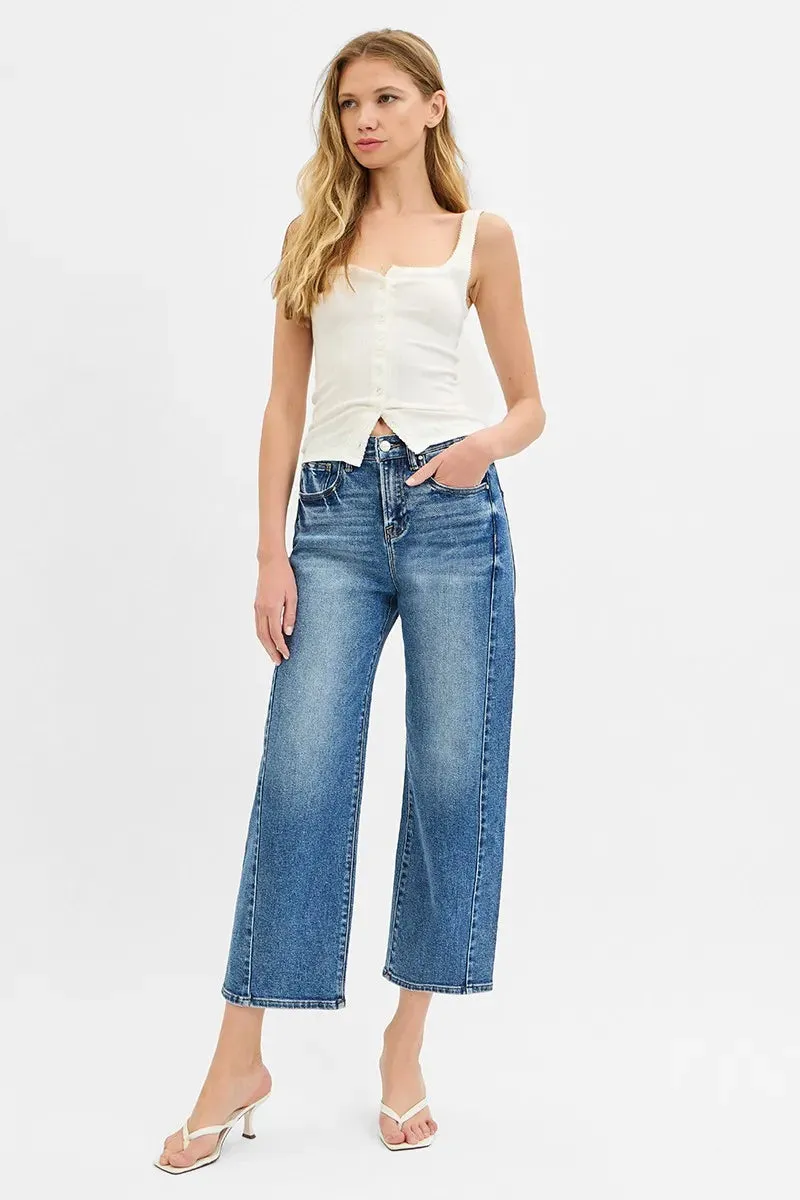 RISEN High Rise Crop Length Barrel Adjustable Waist Band Jeans sold by The Dogwood Boutique product image thumbnail 5