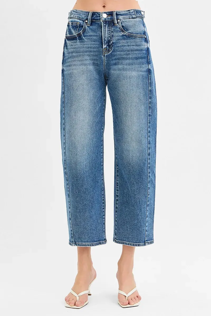 RISEN High Rise Crop Length Barrel Adjustable Waist Band Jeans sold by The Dogwood Boutique product image thumbnail 2