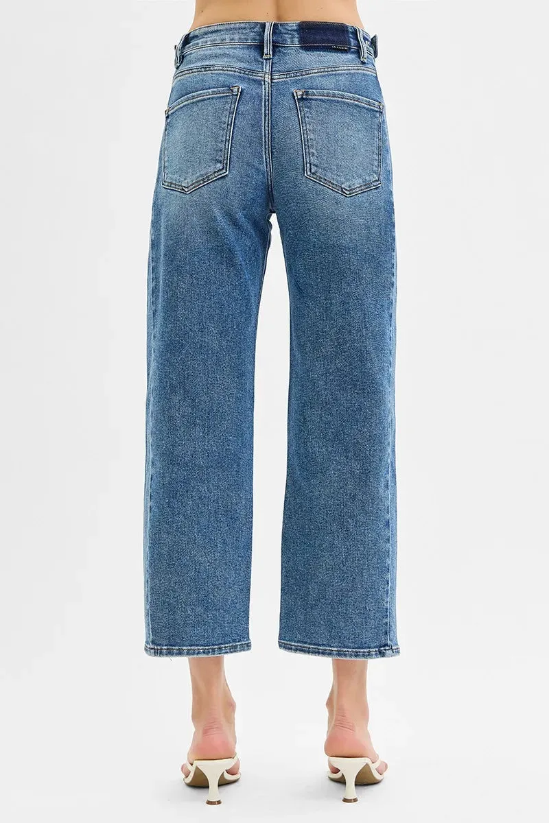 RISEN High Rise Crop Length Barrel Adjustable Waist Band Jeans sold by The Dogwood Boutique product image thumbnail 4