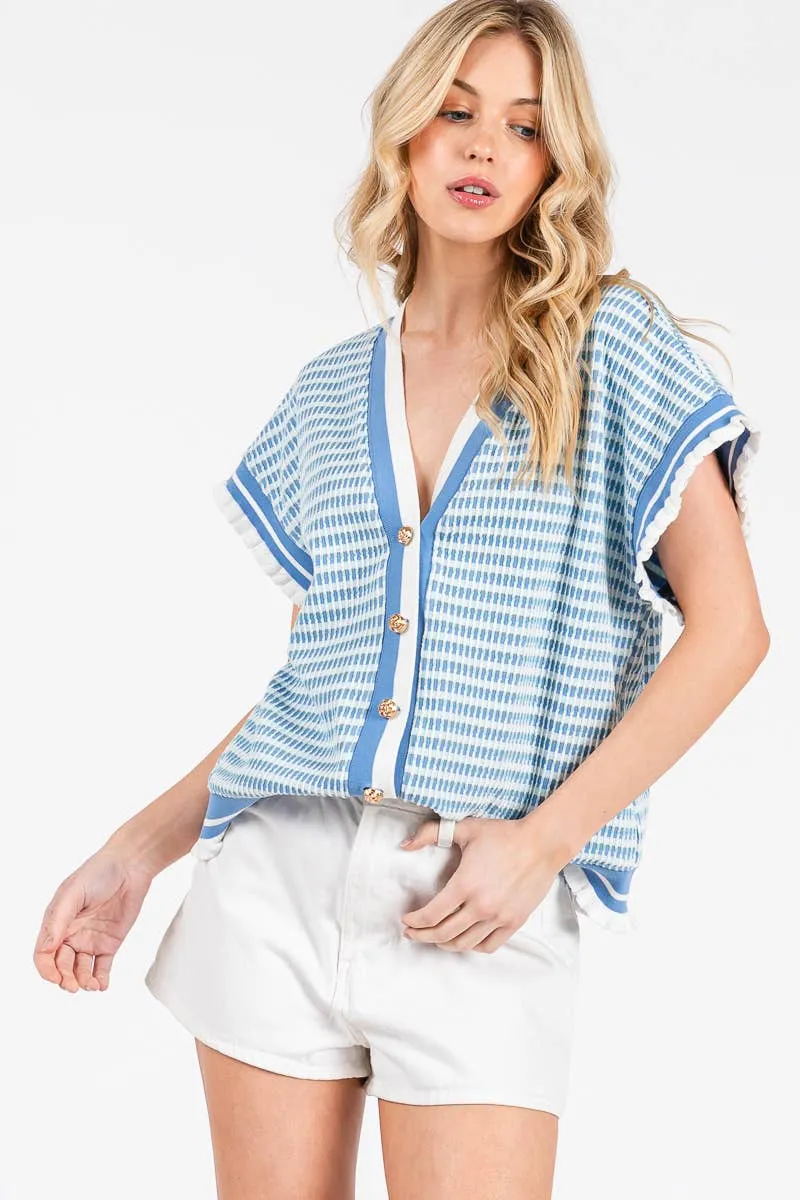 Gingham Knit Button Up Cardigan sold by The Dogwood Boutique product image thumbnail 5