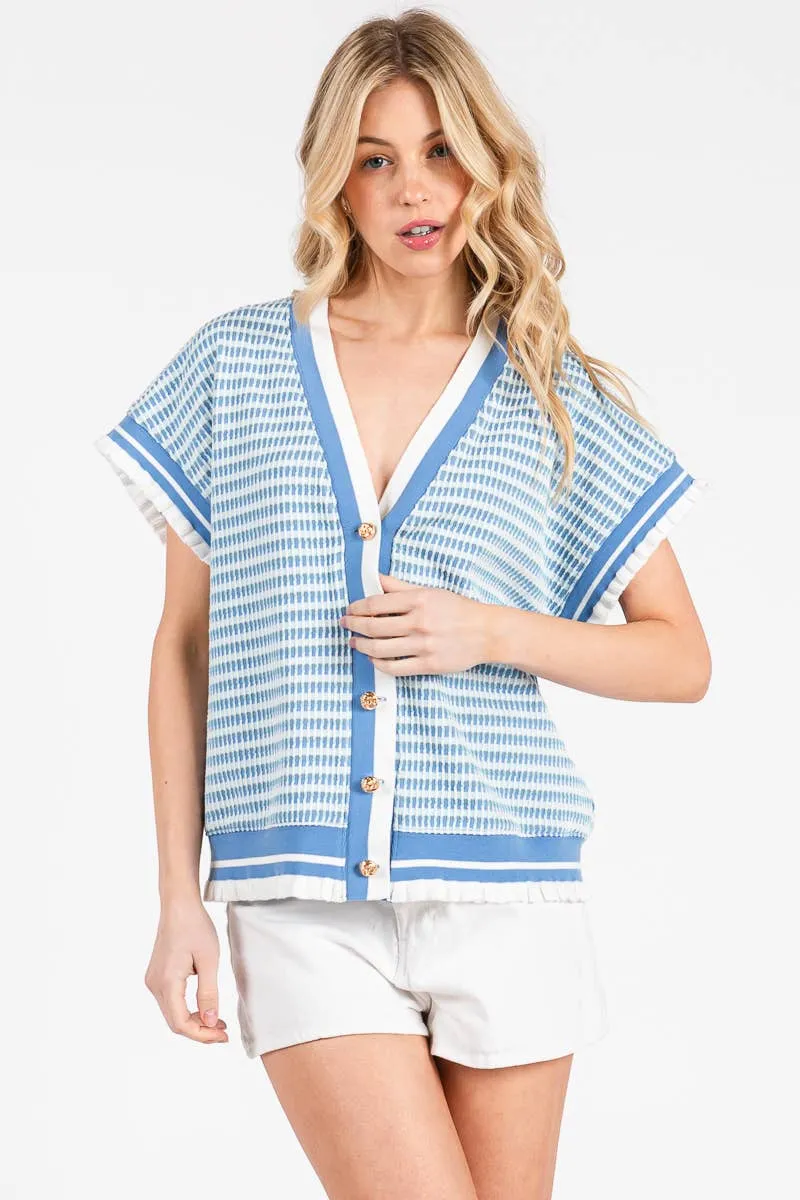 Gingham Knit Button Up Cardigan sold by The Dogwood Boutique product image thumbnail 4