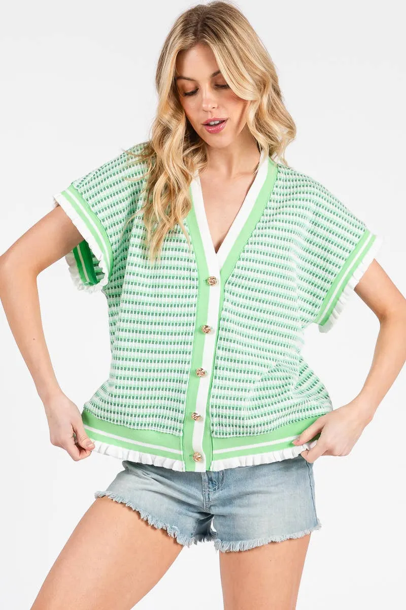 Gingham Knit Button Up Cardigan sold by The Dogwood Boutique product image thumbnail 2