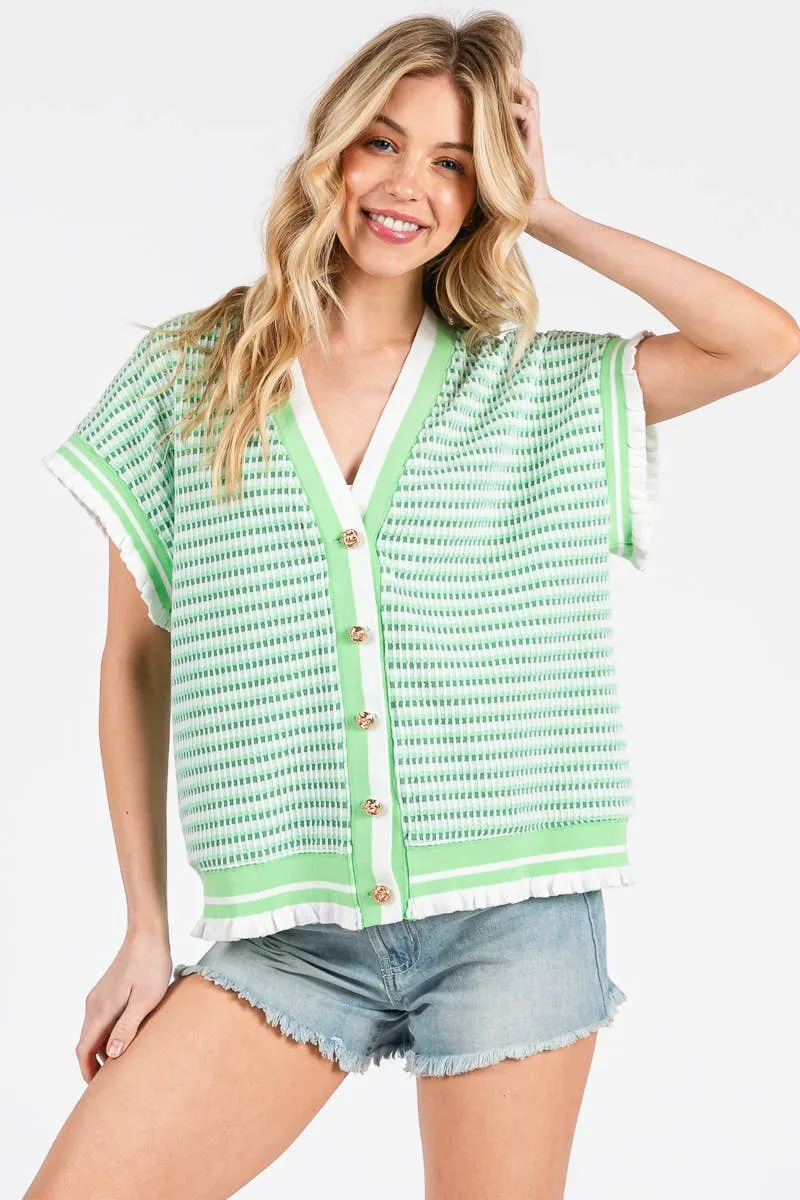 Gingham Knit Button Up Cardigan sold by The Dogwood Boutique product image thumbnail 3