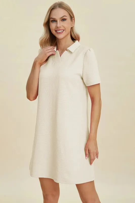 Double Take Full Size Texture Short Sleeve Dress sold by The Dogwood Boutique