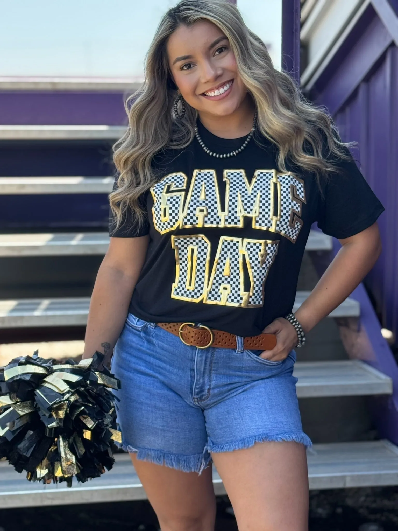 Checkered Game Day Custom Tee sold by The Dogwood Boutique product image thumbnail 2