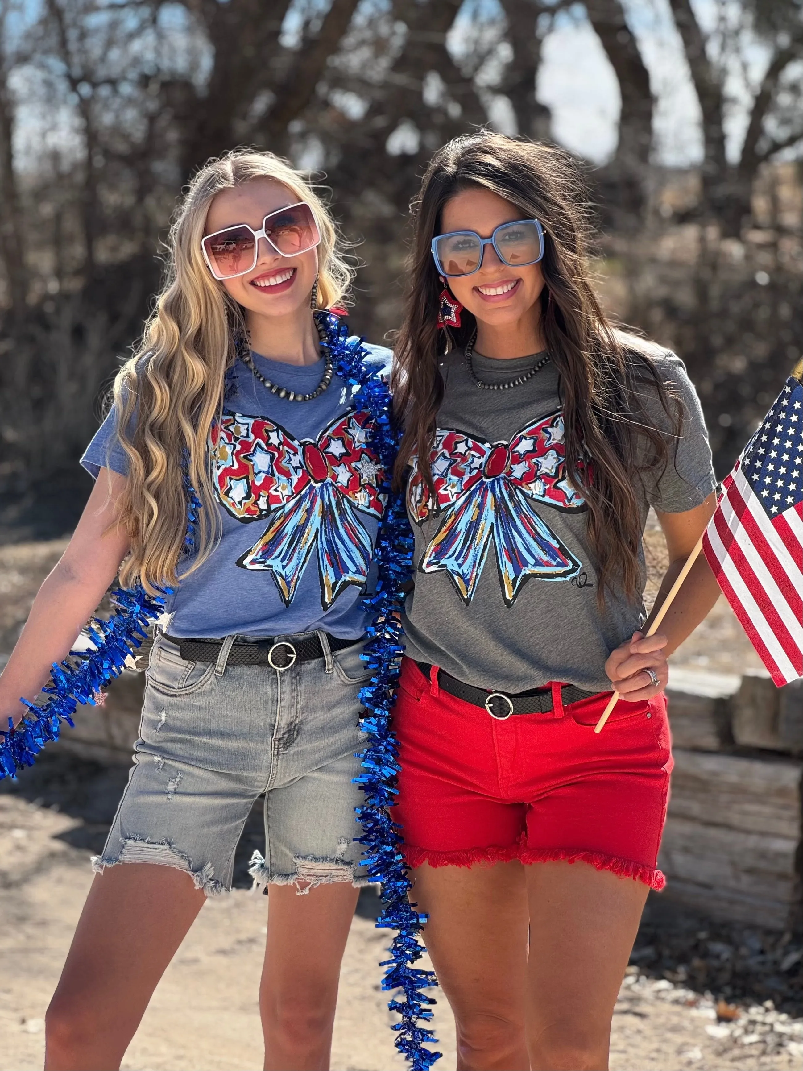 Callie Ann Stelter Patriotic Bow Tee sold by The Dogwood Boutique