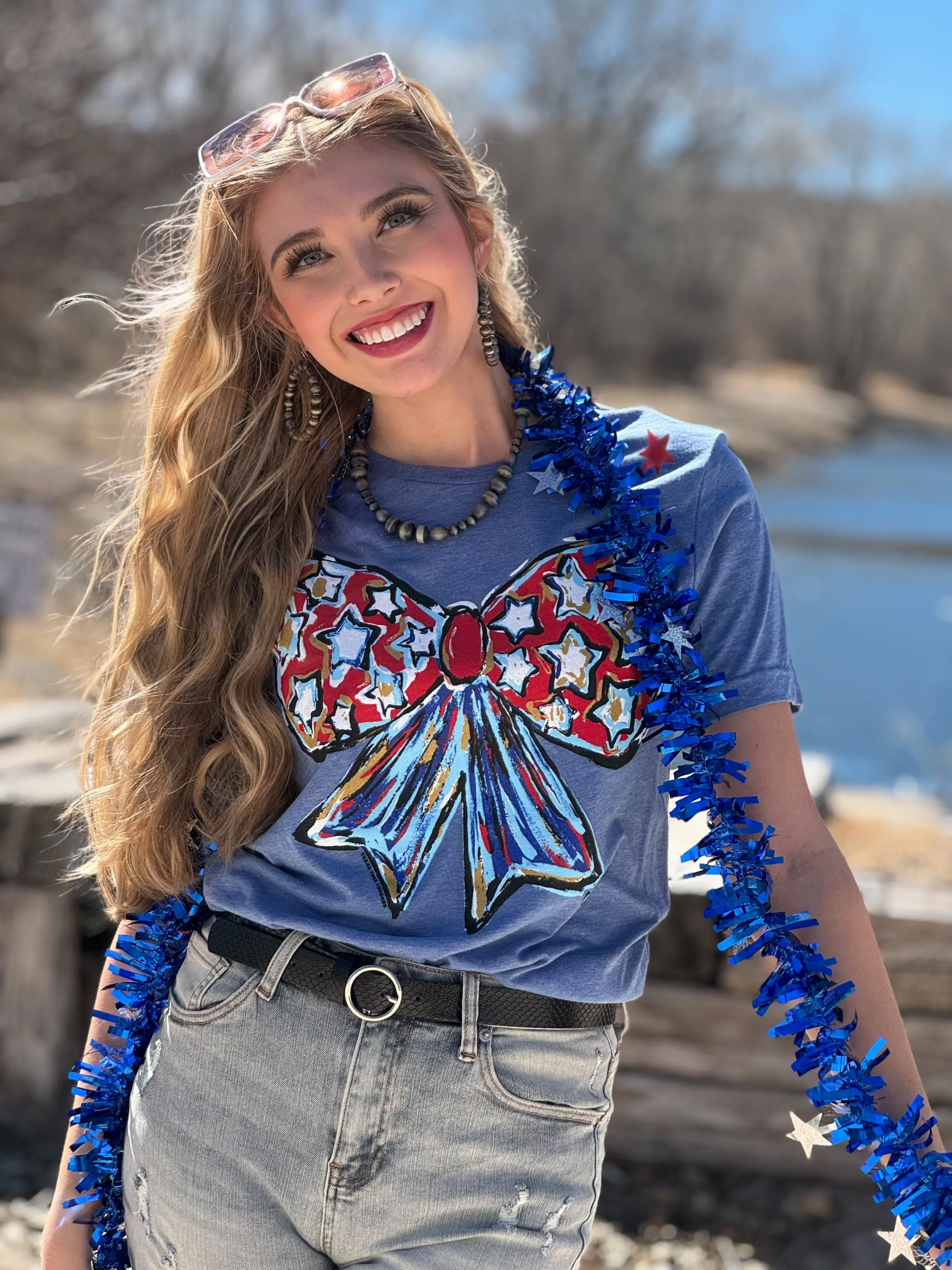 Callie Ann Stelter Patriotic Bow Tee sold by The Dogwood Boutique product image thumbnail 3