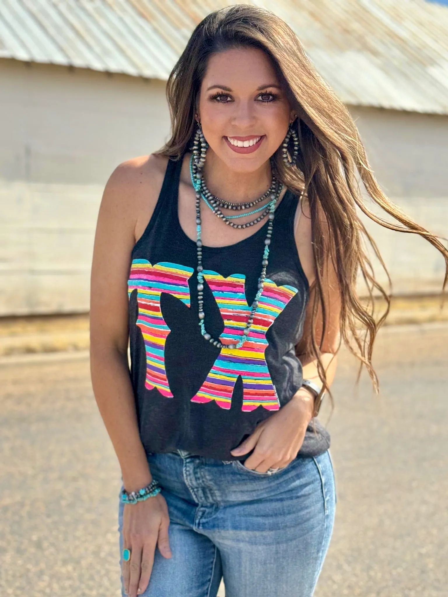 Barbara's Serape TX Vneck or Tank sold by The Dogwood Boutique product image thumbnail 2