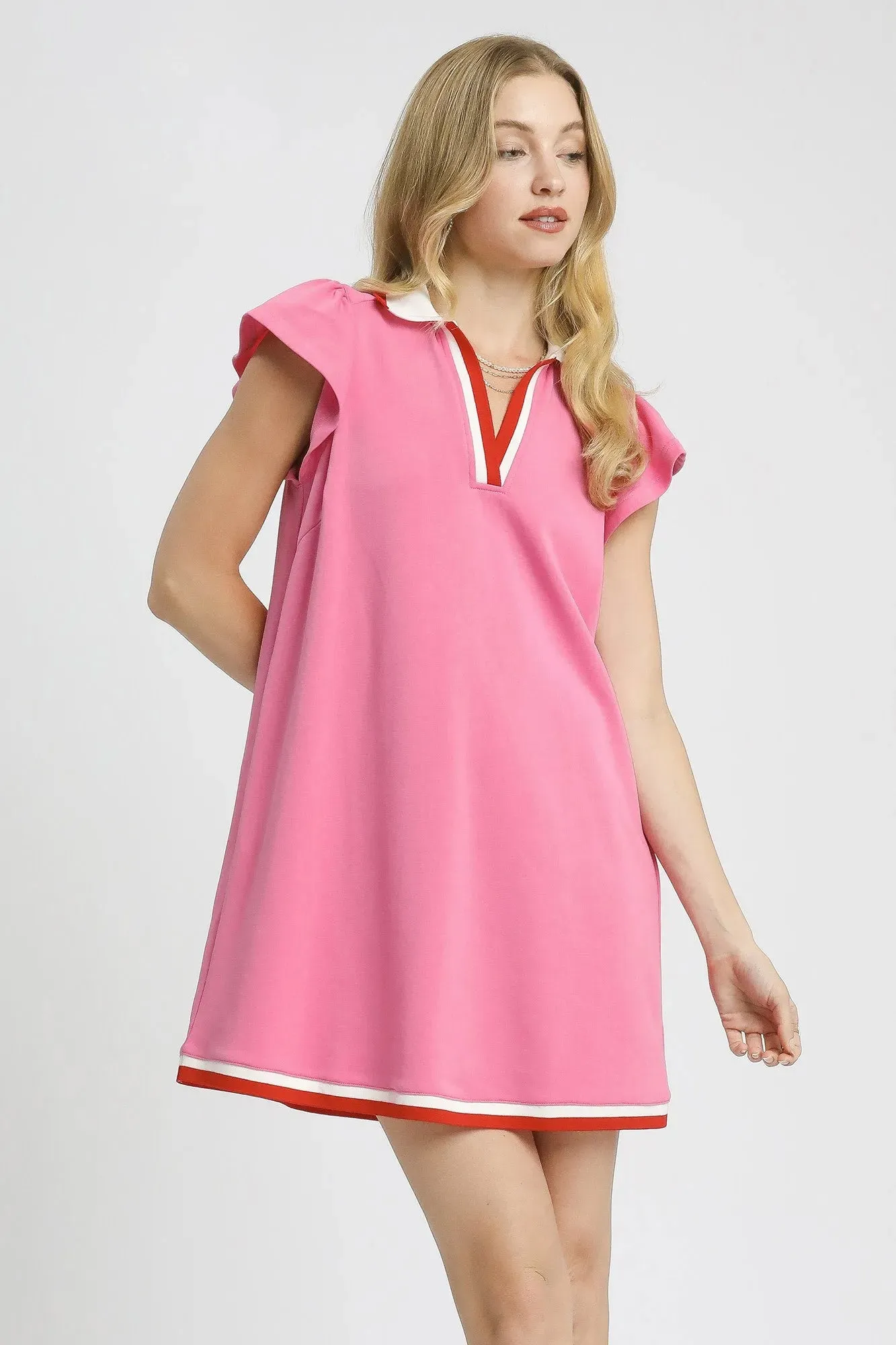 Umgee Contrast Trim Cap Sleeve Mini Dress sold by The Dogwood Boutique product image thumbnail 2