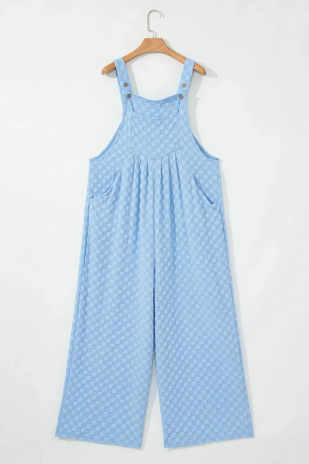Checkered Pocketed Wide Leg Overalls sold by The Dogwood Boutique product image thumbnail 4