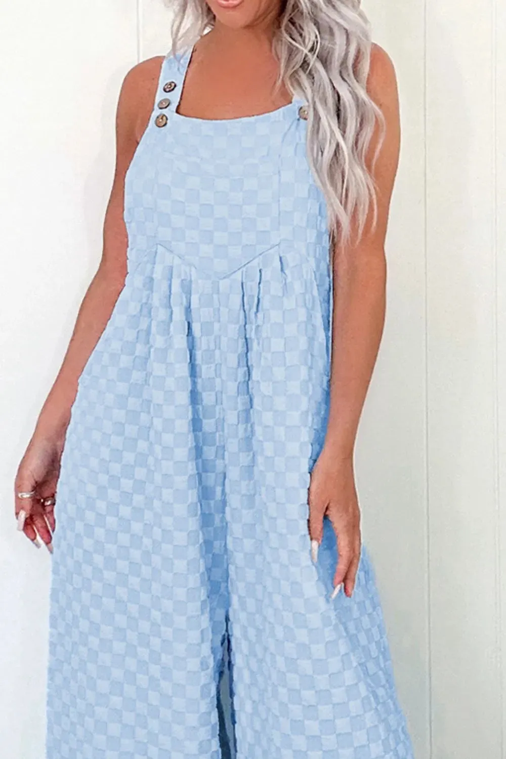 Checkered Pocketed Wide Leg Overalls sold by The Dogwood Boutique product image thumbnail 3