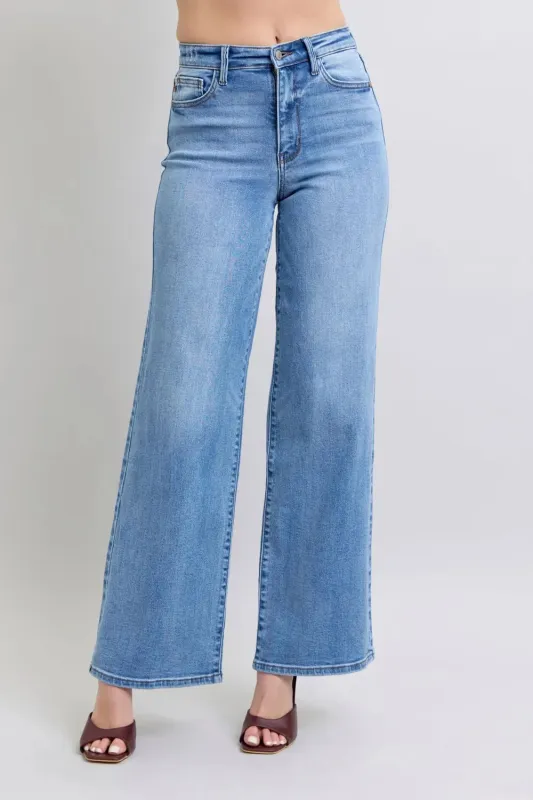 Judy Blue Full Size Wide Leg Jeans with Pockets sold by The Dogwood Boutique