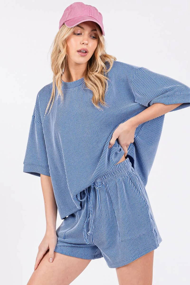 RIBBED GAME DAY ROUND NECK TOP AND SHORTS SET sold by The Dogwood Boutique product image thumbnail 4