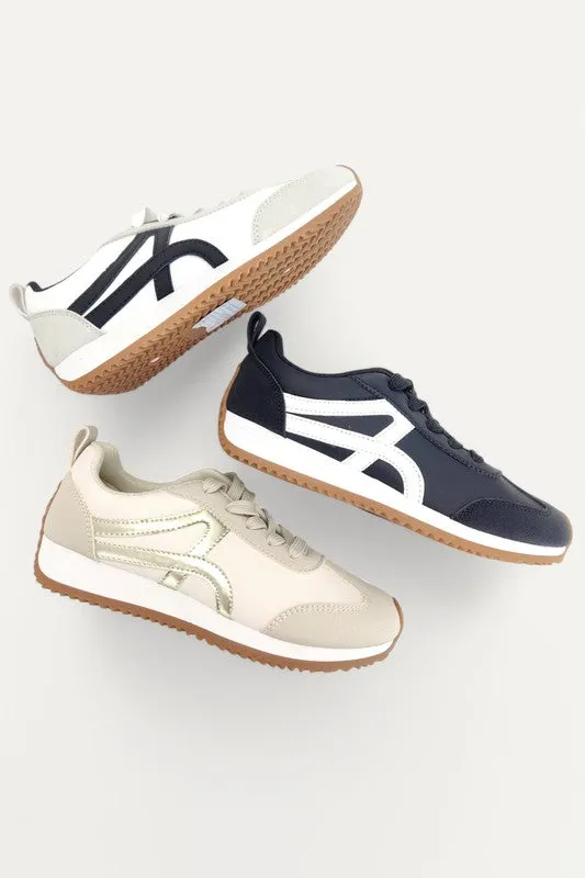 Gold Swoosh Line Design Gum Sole Sneakers sold by The Dogwood Boutique product image thumbnail 2