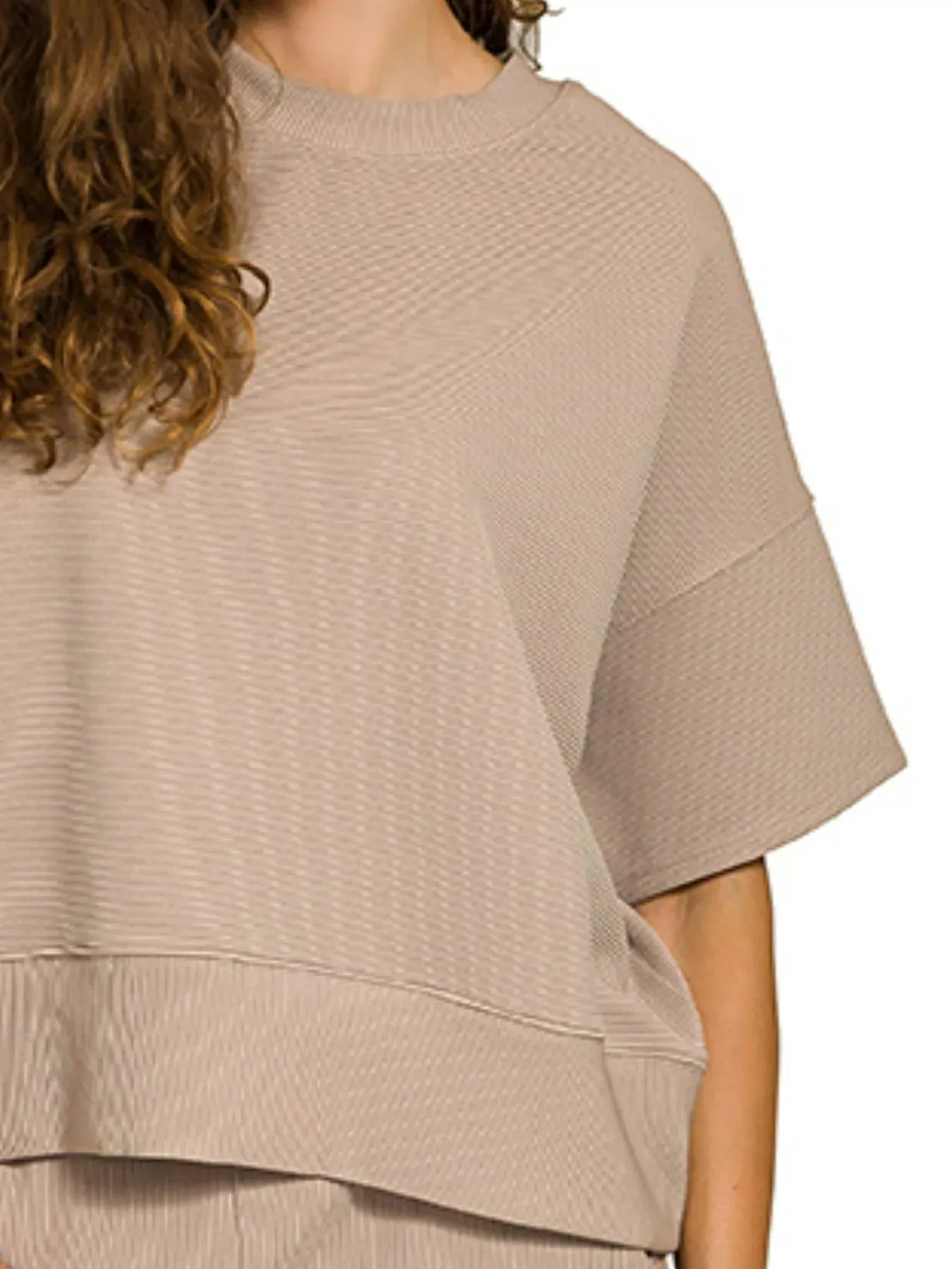 Zenana Ribbed Round Neck Tee & Pants Set sold by The Dogwood Boutique product image thumbnail 3