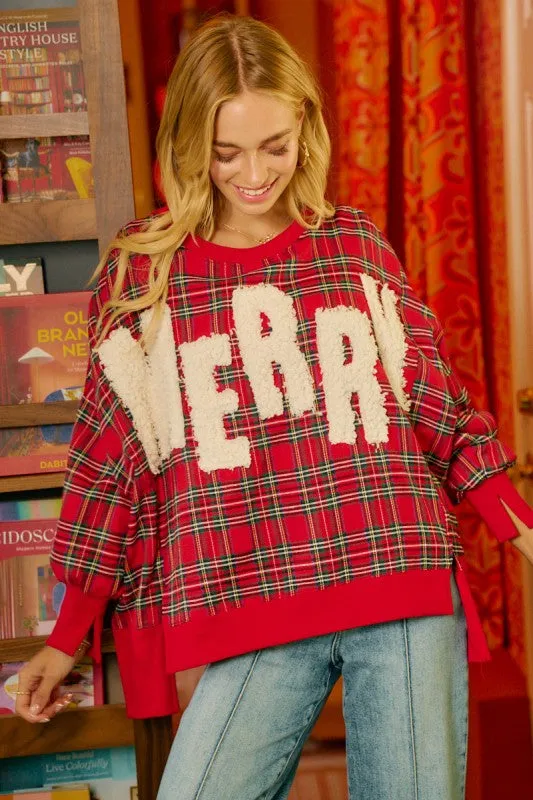 Christmas Plaid MERRY sweatshirt sold by The Dogwood Boutique product image thumbnail 3