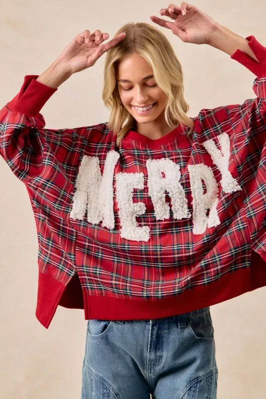 Christmas Plaid MERRY sweatshirt sold by The Dogwood Boutique