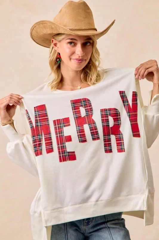 Christmas Plaid MERRY sweatshirt sold by The Dogwood Boutique product image thumbnail 4