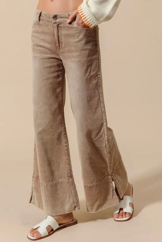 Wide leg Washed Corduroy Pants sold by The Dogwood Boutique