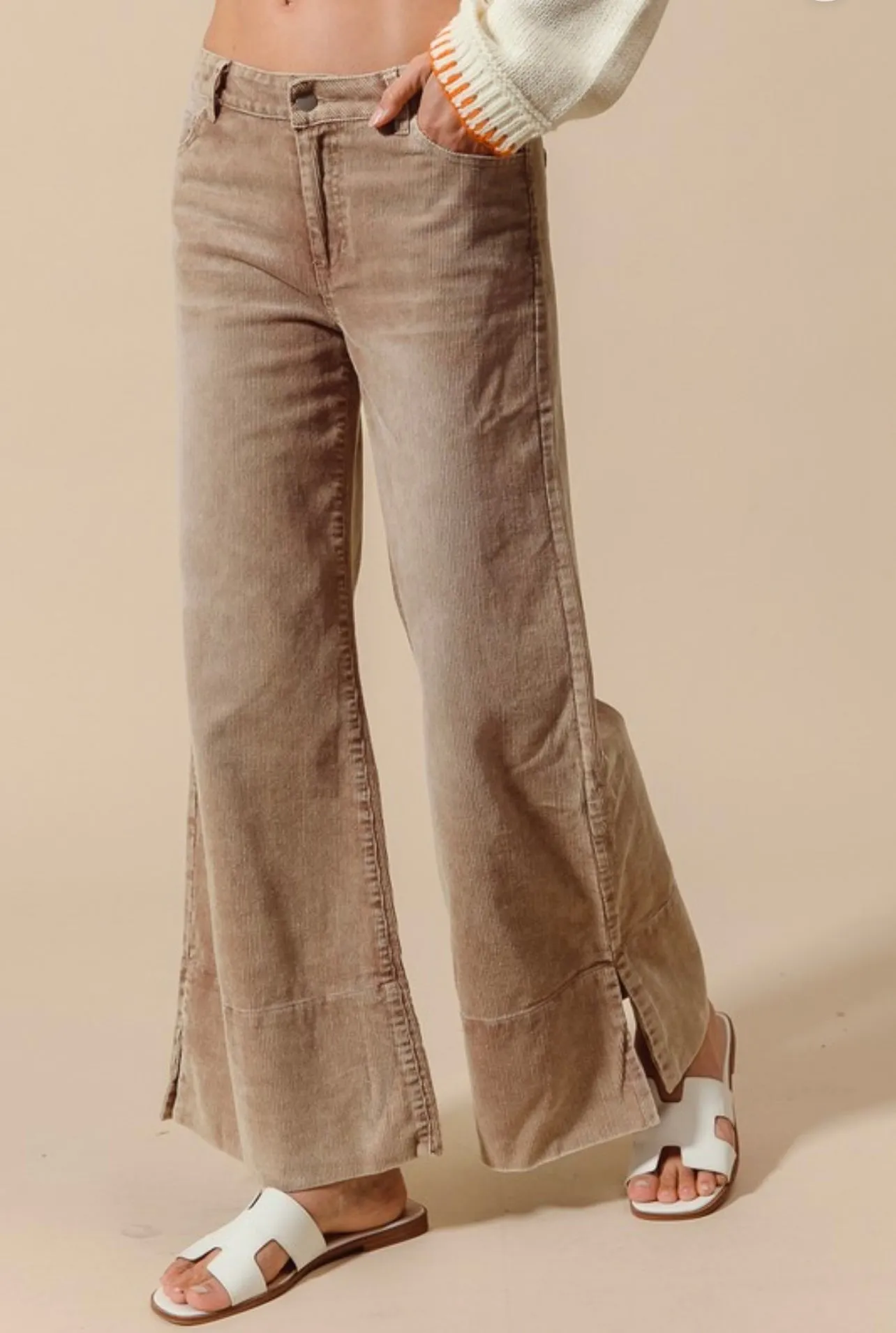 Wide leg Washed Corduroy Pants sold by The Dogwood Boutique