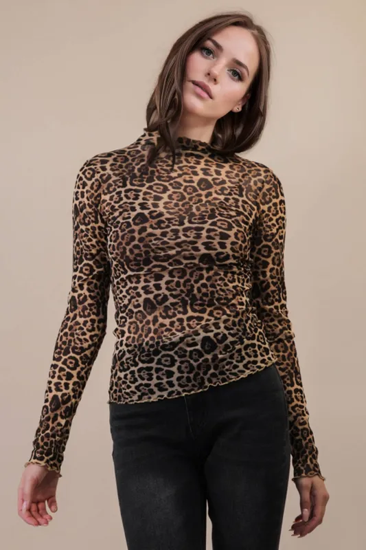 High Neck Fitted Sheer Mesh Lace Knit Top sold by The Dogwood Boutique