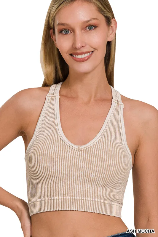 Stonewashed Seamless Racerback Tank Top with Bra Pads sold by The Dogwood Boutique