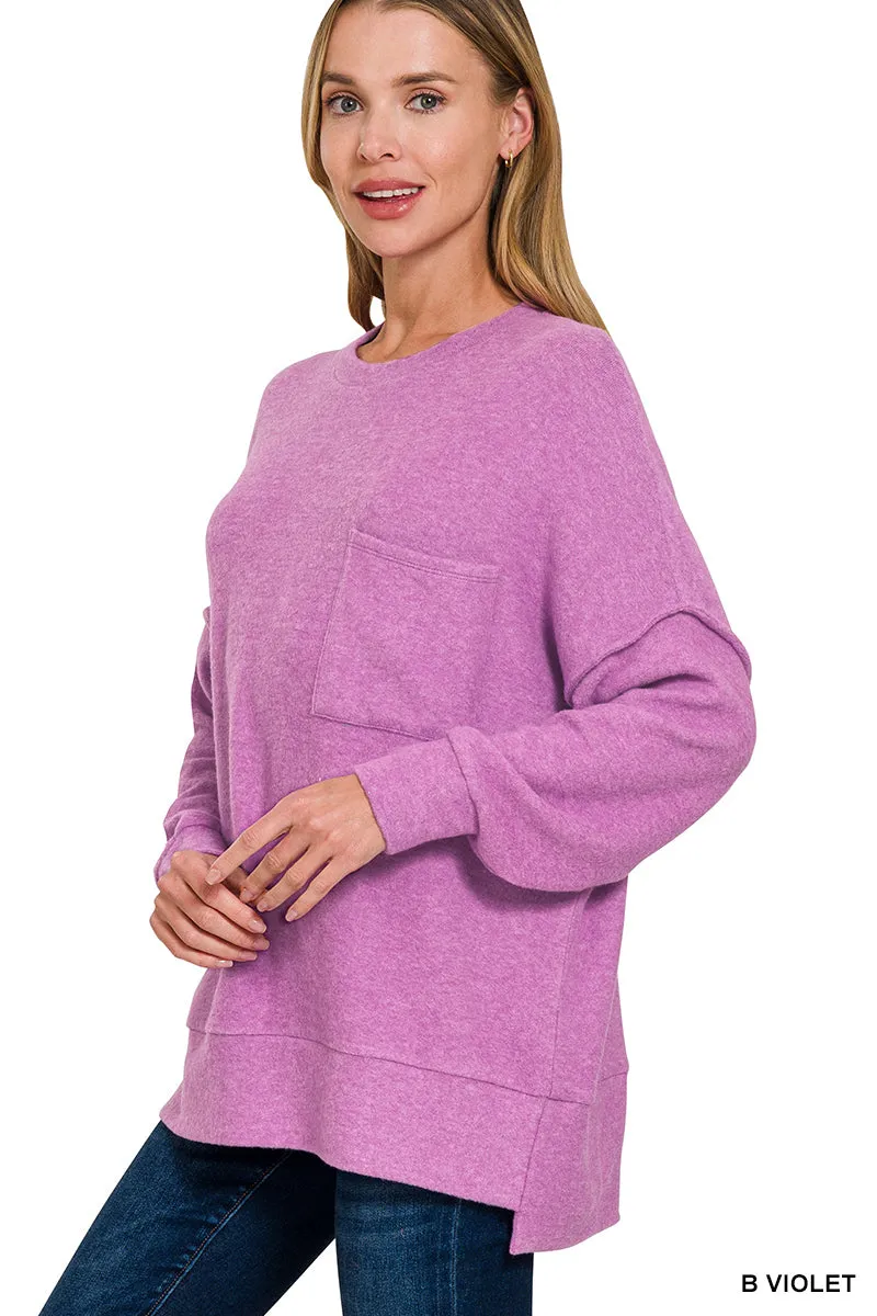 Brushed Melange Oversized Drop Shoulder Oversize Sweater sold by The Dogwood Boutique product image thumbnail 3
