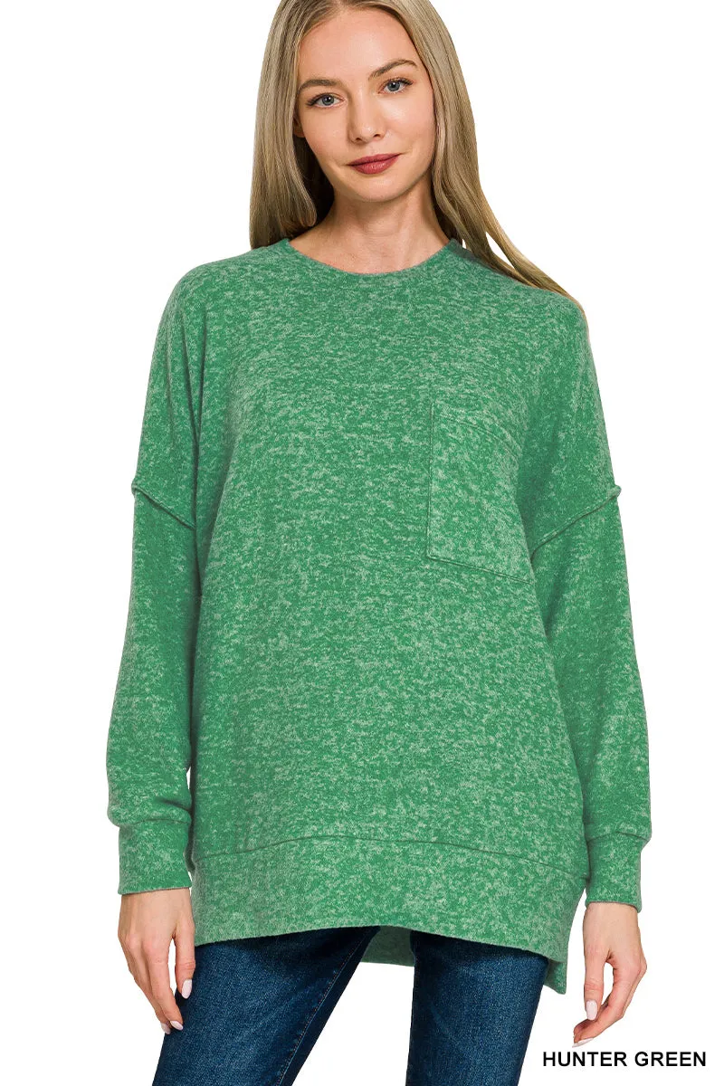 Brushed Melange Oversized Drop Shoulder Oversize Sweater sold by The Dogwood Boutique product image thumbnail 4