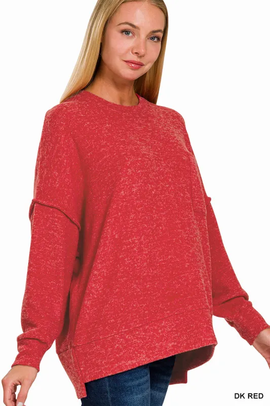 Brushed Melange Oversized Drop Shoulder Oversize Sweater sold by The Dogwood Boutique