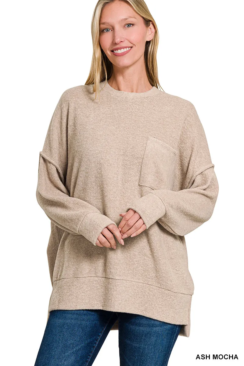 Brushed Melange Oversized Drop Shoulder Oversize Sweater sold by The Dogwood Boutique product image thumbnail 2