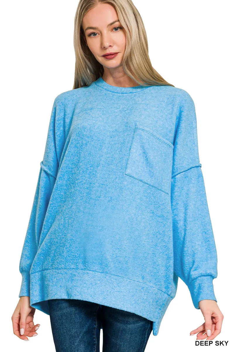 Brushed Melange Oversized Drop Shoulder Oversize Sweater sold by The Dogwood Boutique product image thumbnail 5