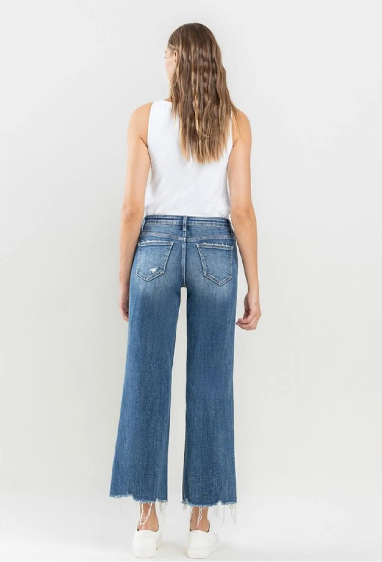 Mid Rise Raw Hem Wide Leg Jeans sold by The Dogwood Boutique product image thumbnail 4