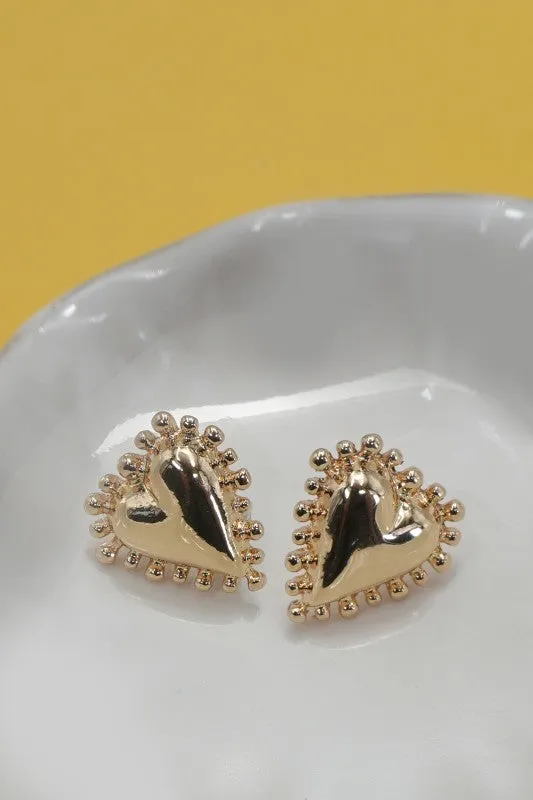 Spike Edge Gold Heart Stud Earrings sold by The Dogwood Boutique product image thumbnail 2