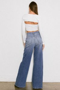 HIGH RISE CENTER LINE WIDE JEANS sold by The Dogwood Boutique