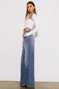 HIGH RISE CENTER LINE WIDE JEANS sold by The Dogwood Boutique