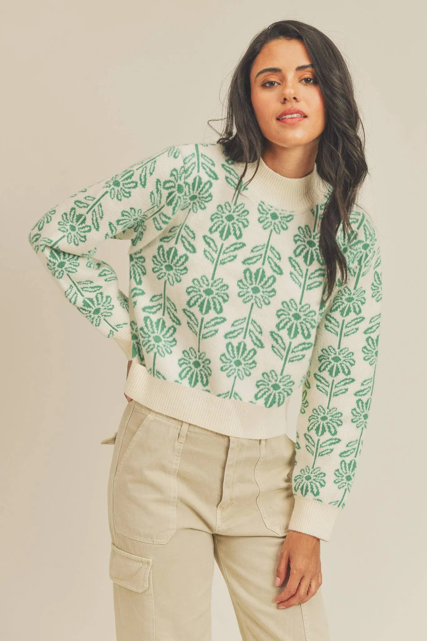 Floral Pattern Knit Sweater sold by The Dogwood Boutique product image thumbnail 2