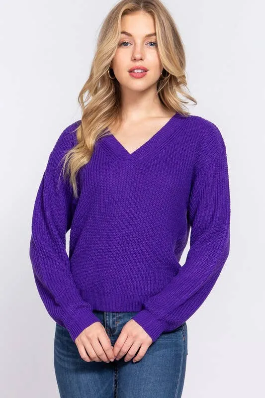 Long Sleeve V-neck Sweater sold by The Dogwood Boutique