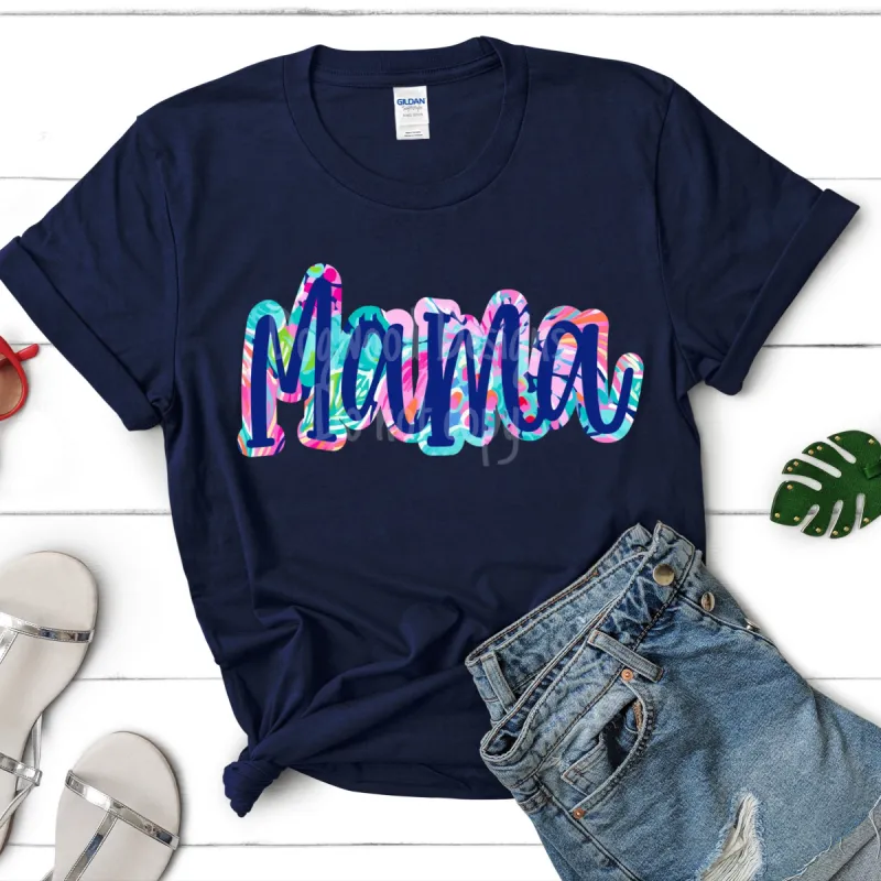 Tropical Bright Mama Tee sold by The Dogwood Boutique
